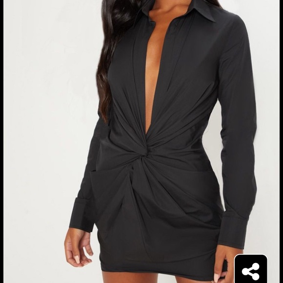 PrettyLittleThing Dresses & Skirts - black plunge Pretty Little Thing satin dress